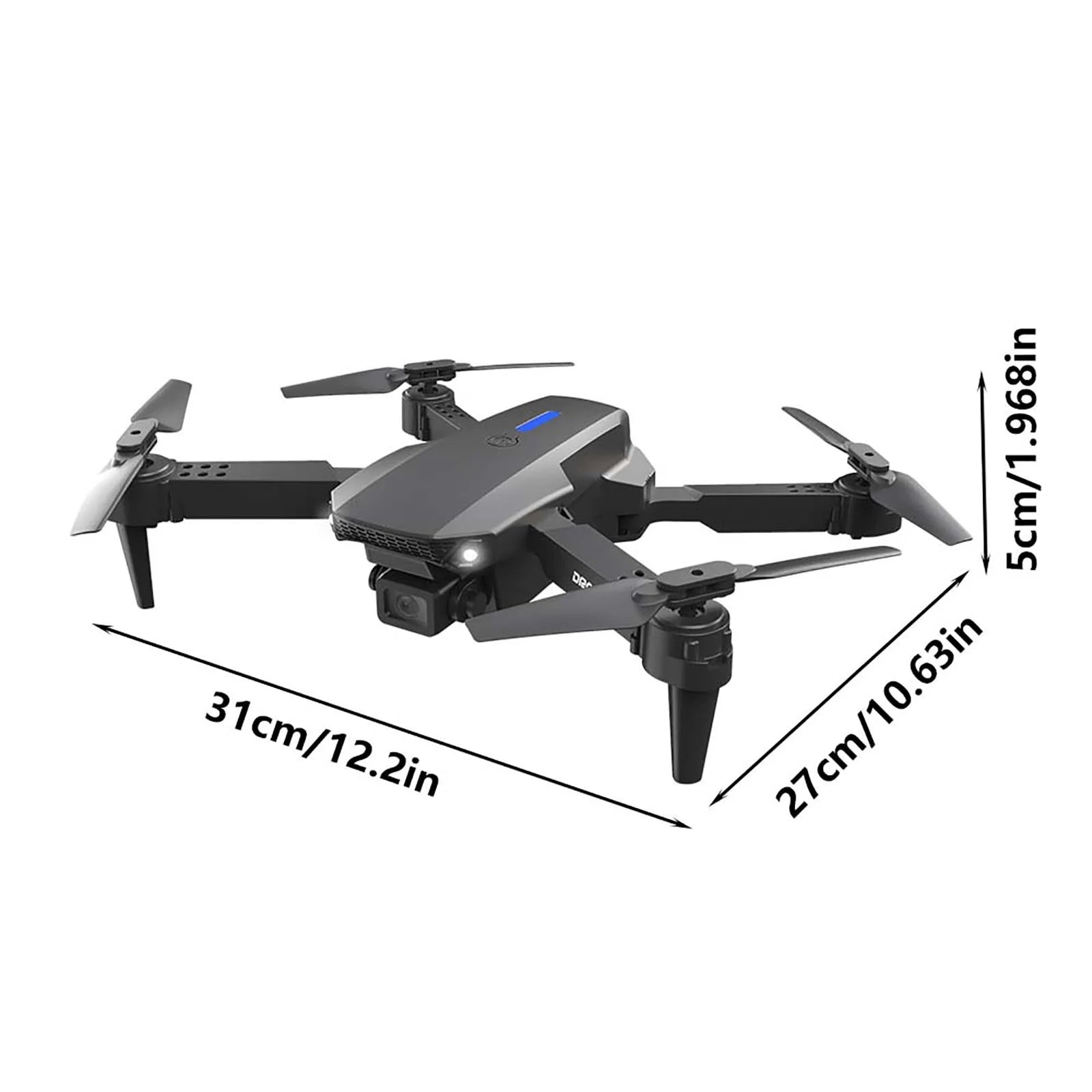 Black Folding Drone with 4K Dual Camera Wifi Fpv Quadcopter Altitude Hold Headless Mode 12 Min Flight Time 100M Range Remote Control Includes Color Box Storage Bag